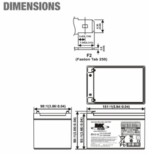 Mobility Scooter AGM Battery 12v 12ah dimensions