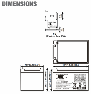 Mobility Scooter AGM Battery 12v 12ah dimensions