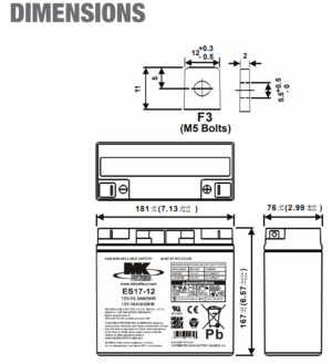 Mobility Scooter Battery 12V-18AH AGM dimensions