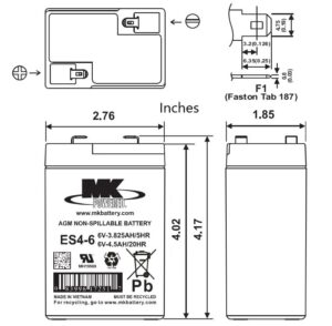 6v 4.5ah sealed agm mk battery es4 6